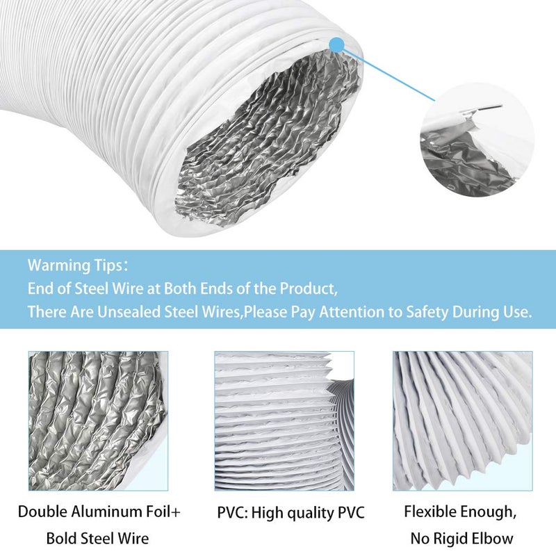 Omont Dryer Vent Hose 4 Inch 10FT Flexible Dryer Ducting Tube Air Duct Aluminum Insulated Flex Hose Kit Indoor Outdoor - Image 3